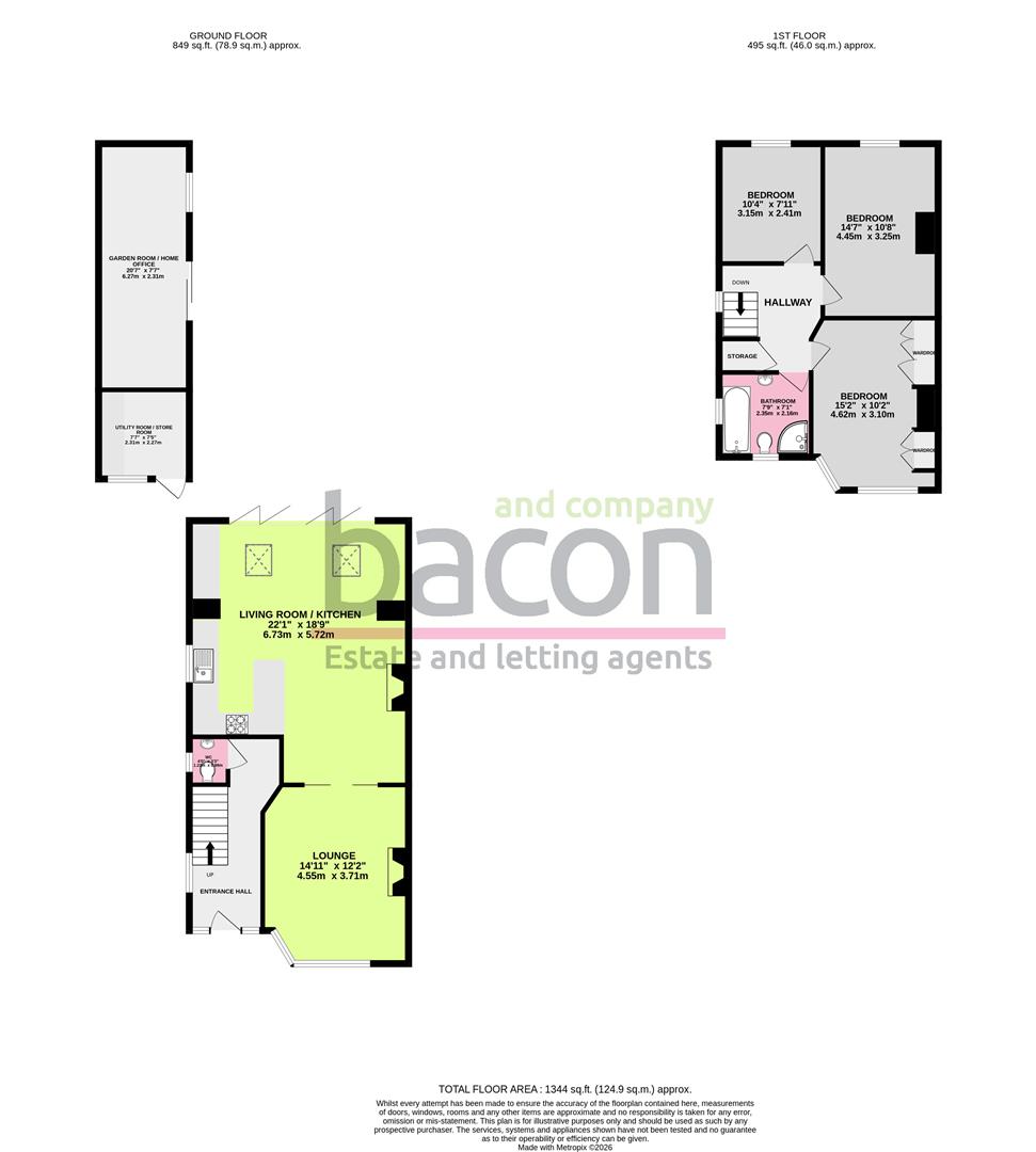 Floor Plan | House - Semi-Detached | Rectory Gardens, Broadwater, Worthing, West Sussex, BN14 7TE | For Sale